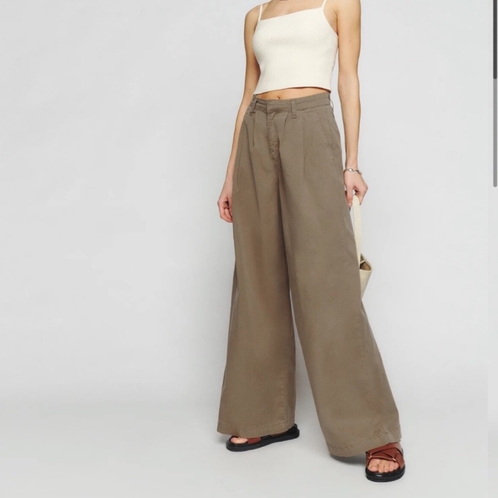Reformation Tan Wide Leg Pants